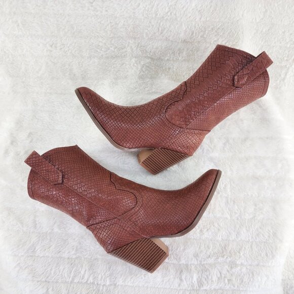 Tan Brown Western Cowgirl Cow Boy Ankle Boots Slayer - Picture 11 of 11